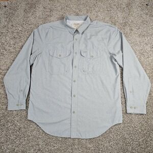 Filson Twin Lakes Sport Shirt Mens Large Mintgray Long Sleeve Vented EUC